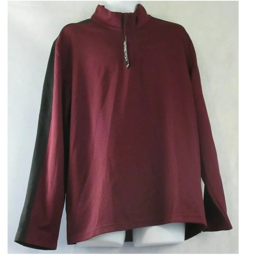 Alfani Men's Ottoman Stripe 1/4-Zip Mock-Collar Pullover Sweater, Port Red, XXL